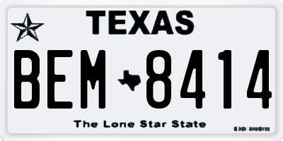 TX license plate BEM8414