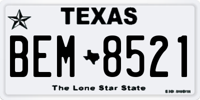 TX license plate BEM8521