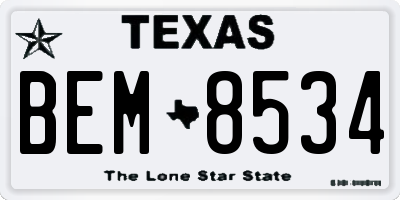 TX license plate BEM8534