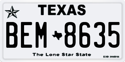 TX license plate BEM8635