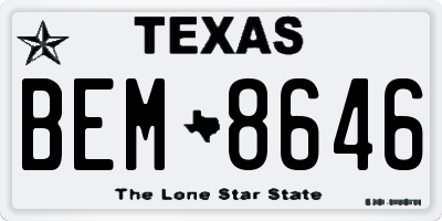 TX license plate BEM8646