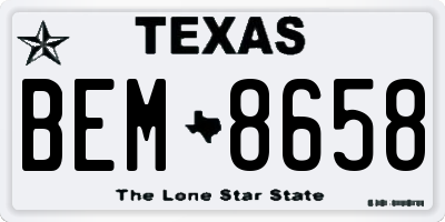 TX license plate BEM8658