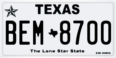 TX license plate BEM8700