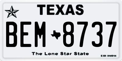 TX license plate BEM8737