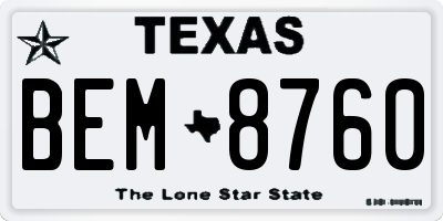 TX license plate BEM8760