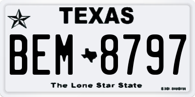 TX license plate BEM8797