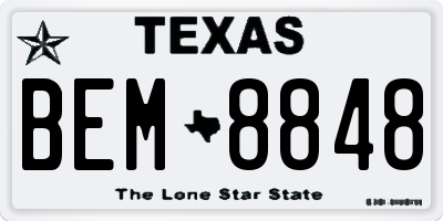 TX license plate BEM8848
