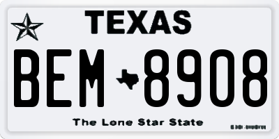 TX license plate BEM8908