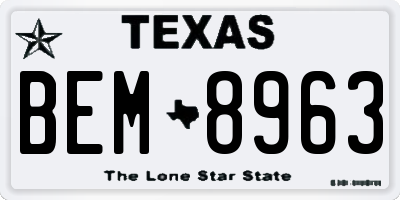TX license plate BEM8963