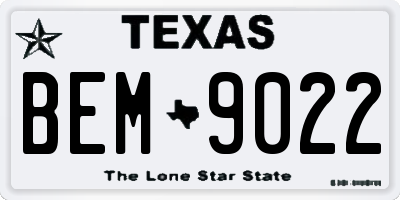 TX license plate BEM9022