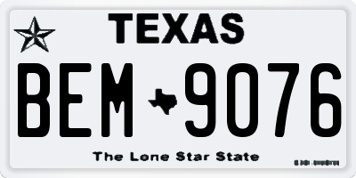 TX license plate BEM9076