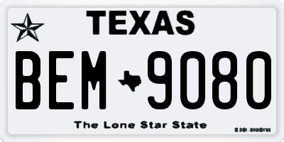 TX license plate BEM9080