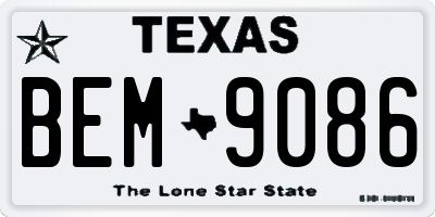 TX license plate BEM9086