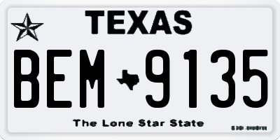 TX license plate BEM9135