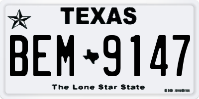 TX license plate BEM9147