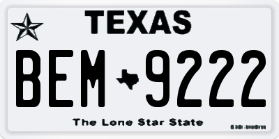 TX license plate BEM9222