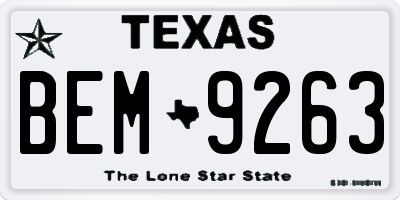 TX license plate BEM9263