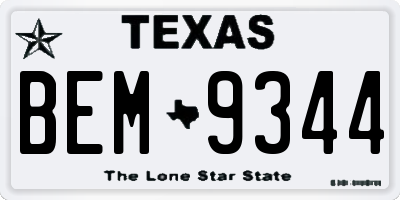 TX license plate BEM9344