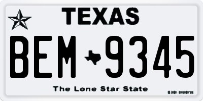 TX license plate BEM9345