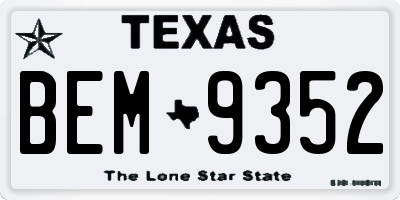 TX license plate BEM9352