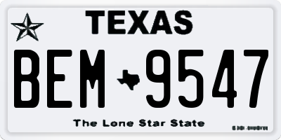 TX license plate BEM9547
