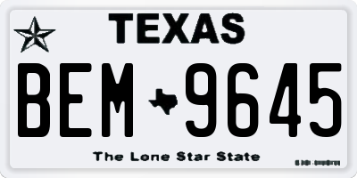 TX license plate BEM9645