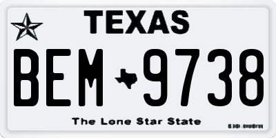 TX license plate BEM9738