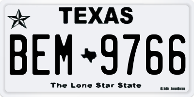 TX license plate BEM9766