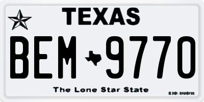 TX license plate BEM9770