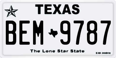 TX license plate BEM9787