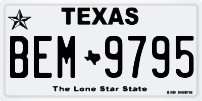 TX license plate BEM9795