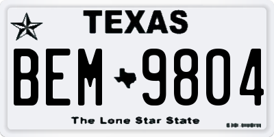 TX license plate BEM9804