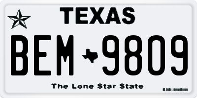 TX license plate BEM9809