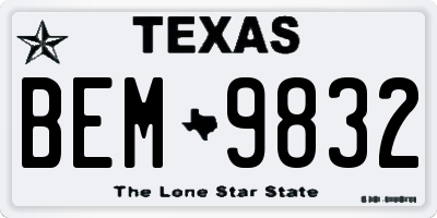 TX license plate BEM9832