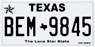 TX license plate BEM9845