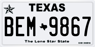 TX license plate BEM9867