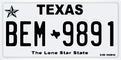 TX license plate BEM9891