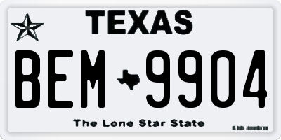 TX license plate BEM9904
