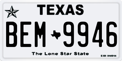 TX license plate BEM9946