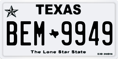 TX license plate BEM9949