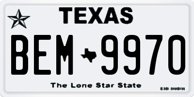 TX license plate BEM9970