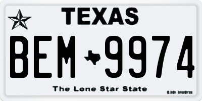 TX license plate BEM9974