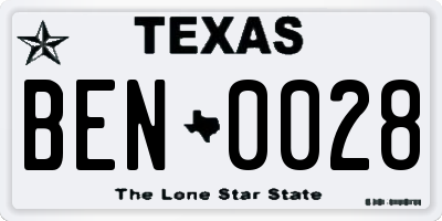 TX license plate BEN0028