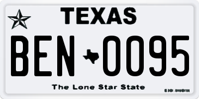 TX license plate BEN0095