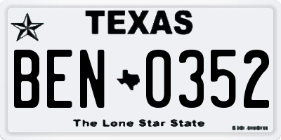 TX license plate BEN0352