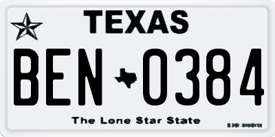 TX license plate BEN0384