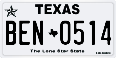TX license plate BEN0514