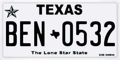 TX license plate BEN0532
