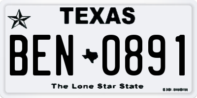 TX license plate BEN0891