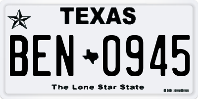 TX license plate BEN0945